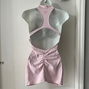 Keep that pump Pink Racerback Ruched Dress